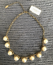 NWT Talbots Faux Pearl Gold Tone Statement Necklace - £31.84 GBP