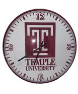 Vintage Temple University Disc Wall Clock BattOp Plastic Red White Dorm ... - $49.14 CAD