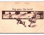 Comic Dog Pulliing on Leash w Little Girl Dog Gone the Luck 1910 DB Post... - $4.90