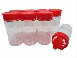 Large 8 OZ Clear Plastic Spice Container Bottle Jar With Red Cap- Set of... - £10.45 GBP