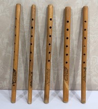 Wooden Bamboo Flutes Pipes Handmade Taiwan Five Different Cultural Ethnic - £18.78 GBP