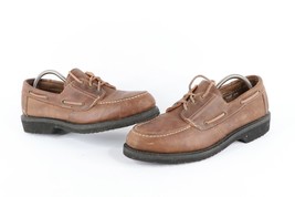 Vintage 90s Streetwear Mens 9.5 D Distressed Steel Toe Leather Boat Shoes Brown - £47.29 GBP