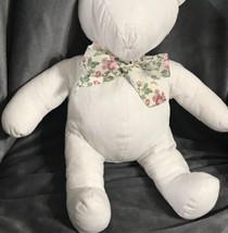 Handmade Teddy Bear White Floral Stuffed Plush Animal Shabby ChicRoses Rose Deco - £30.83 GBP
