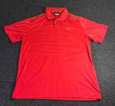 Nike Golf Dri Fit Men&#39;s Red Performance Vented Short Sleeve Polo Logo Size XL - $17.76