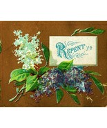 Sheet of 4 Uncut Victorian Floral Gift Tags Religious Themed Gilt Flowers  - £10.89 GBP