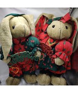 (2) VTG 12&quot; Christmas Holiday Bunny Rabbit Standing Stuffed Animal Plush... - $26.73