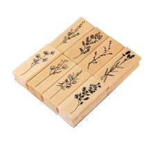 Pack Of 8 Pcs Plant And Flower Shape Wooden Rubber Stamps 2.5 Inch X 1 I... - $13.99