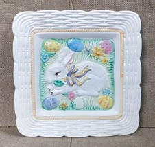 Palm Tree Co Bunny Rabbit And Easter Eggs Decorative Plate Basket Weave ... - £12.37 GBP