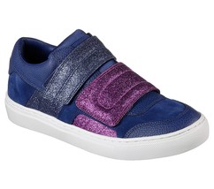 New Womens Glitter Shoes Fashion Casual Sneakers 7.5 Blue Purple Strap Skechers - £75.17 GBP