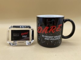 DARE To Keep Kids Off Drugs Logo Plastic Battery Clock &amp; Coffee Mug - £19.22 GBP