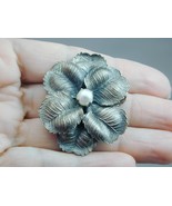 Vintage Silver Tone Faux Pearl AF Paris Dress Scarf Fur Clip - €25,86 EUR