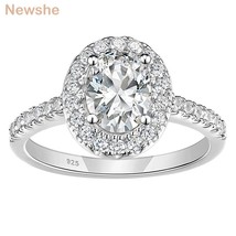Women&#39;s Engagement Ring 925 Sterling Silver Halo Oval Cut AAAAA Cubic Zirconia F - £37.57 GBP