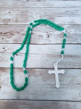 Green &amp; White Rosary - Plastic - $7.99
