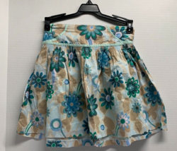 Old Navy Girls Size 7 Tiered Skirt Blue Floral Tan Lined Back Zip - £5.51 GBP