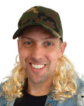 Camo Hat with Attached Blonde Hair Wig for an All American USA Country C... - £11.20 GBP