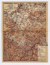 1886 Antique Map Of Thuringian Forest Thueringer Wald / Eastern Part / Germany - $23.29