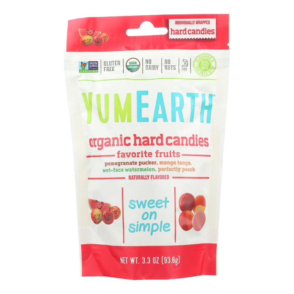 YumEarth Organic Hard Candy Drops Freshest Fruit, 3.3 oz Bag Case of 6, peach - $35.99