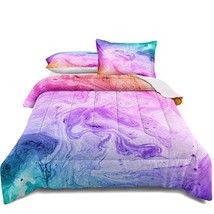 Rainbow Bedding For Girls, Tye Die Comforter Set For Kids Teen,Girly Turquoise B - £71.93 GBP