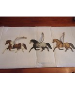 SET OF THREE PAINTED METAL HORSES W/ SISAL ROPE FOR HANGING ON WALL OR W... - £11.08 GBP
