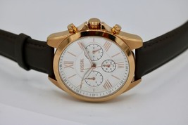 Fossil Women&#39;s Justine Leather Rose Goldtone SS Chronograph Watch BQ3381 - £56.22 GBP