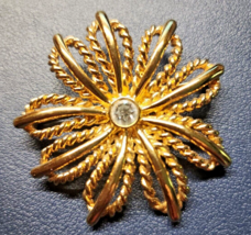 Vintage Andre Courreges Paris French Gold Tone 2&quot; pin brooch EstatePB77 - £71.31 GBP