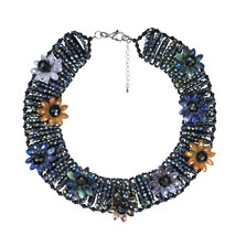 Glowing Floral Medley Multicolor Crystals Necklace - £51.23 GBP
