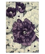 Purple Ivory Floral Wool Rug Area Modern Design Rug Hand tufted Carpet, - £325.69 GBP+