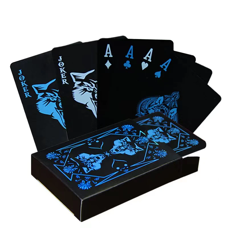 54pcs Cards Waterproof PVC Pure Black Magic Box-packed Plastic Playing Cards Set - £83.89 GBP