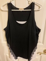 Black &amp; White Democracy Tank with Lace Accents, Sz L - $7.00