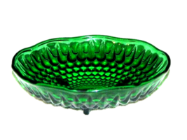 Vintage Fenton Emerald Green Glass Hobnail Candy Relish Dish - $26.33