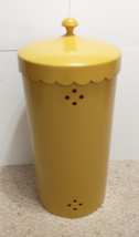 VTG 1960s Mid Century LAUNDRY HAMPER Waste Basket Mustard Yellow Scallop... - $99.00