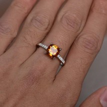 Natural Citrine Sterling Sivler November Birthstone Engagement Promise Ring - £66.14 GBP