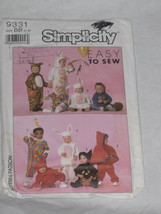Simplicity 9331 Toddler Costumes Clown Animals Riding Hood Football Size 1 &amp; 2 - £4.69 GBP