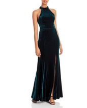 Aqua Women&#39;s Velvet Halter Gown Green Size 8 B4HP $238 - £31.86 GBP