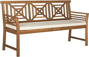 Safavieh PAT6737A Outdoor Collection Del Mar 3 Seat Bench, Natural/Beige - $415.99