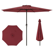 12 Feet Patio Umbrella with Crank Handle and 8 Sturdy Ribs-Red - Color: Red - $2,570.95 MXN