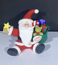 SANTA CLAUS CAKE TOPPER CLAYMATION FIGURE WITH TOY BAG AND STAR - $8.15