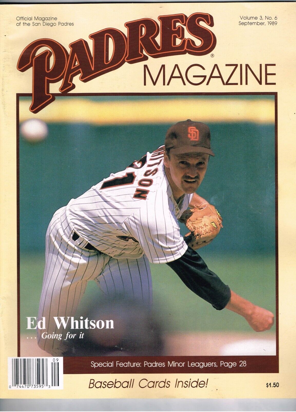 1989 MLB San Diego Padres Magazine  Program VS San Francisco Giants 9/29... - $31.01