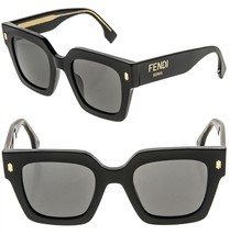 Fendi Bold Roma Crystal Bold 40101 Black Ff Logo Oversized Sunglasses FE40101I - $445.50