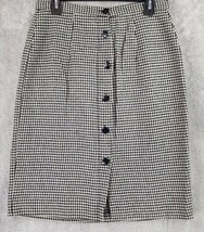 Glenora Skirt Womens 8/10 Black White Houndstooth Wool Blend Vintage Midi - £25.31 GBP