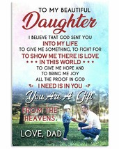 Custom Poster Unframed Wall art Printing Gift For Daughter From Daddy Home Decor - £15.46 GBP