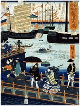 2394 Boats &amp; seaport Asian antique period design quality Poster.Decorative Art - £12.98 GBP+