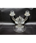 Vintage FOSTORIA Baroque Style 24% Lead Crystal Double Light Candle Holder - $30.04 CAD