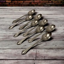 8 Place Oval Soup Spoons Oneida BANCROFT Stainless Glossy USA 6 7/8&quot; Ridged - $41.95