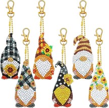 Diamond Painting Key Chains Kit DIY Crafts Sunflower Gnome 6pcs Keychain Set - £22.56 GBP