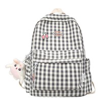 Fashion Lady Cute Lattice Backpack Women Kawaii Laptop New Bag Female College Pl - £44.85 GBP