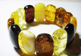 Large Amber bracelet Natural Baltic Amber beads bracelet on elastic  30 gr. A19 - £303.71 GBP