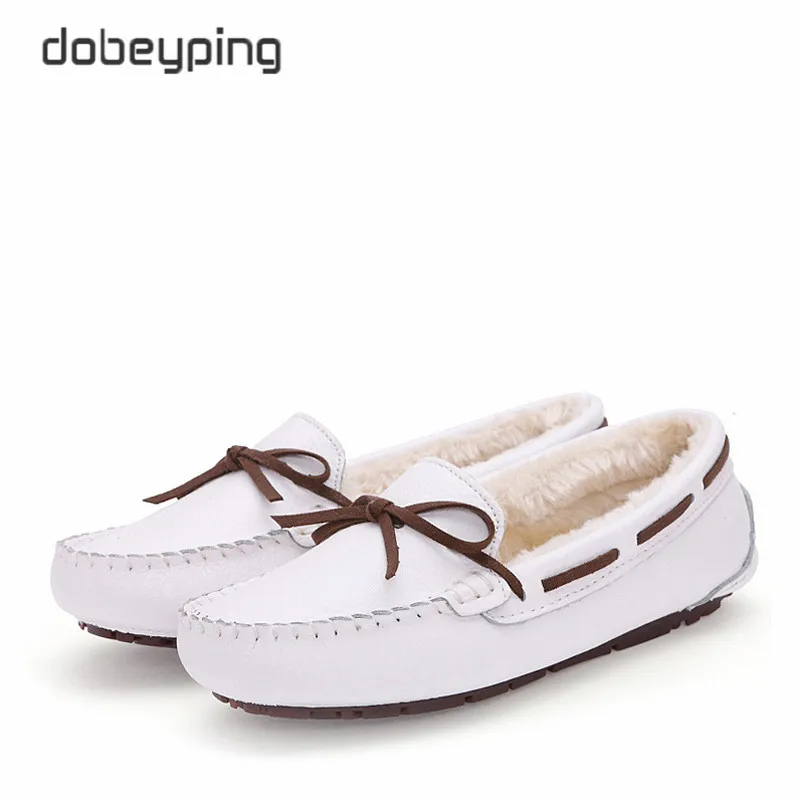 New  Leather Women Shoes Keep Warm Moccasins Shoes Woman Slip On Female Flats  L - £131.87 GBP