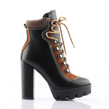 Spring Autumn Fashion Platform Ankle Boots Women 12cm Thick Heel Platform Boots  - £80.89 GBP