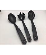 Spaghetti Fork Spoon Solid Slotted Black Plastic 410 F Heat Resistant Se... - £17.72 GBP